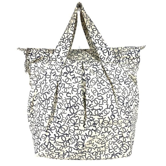 CHANEL Arabesque Bag Tote Bag Hand Bag Canvas White/Dark Navy Based - Picture 2 of 15